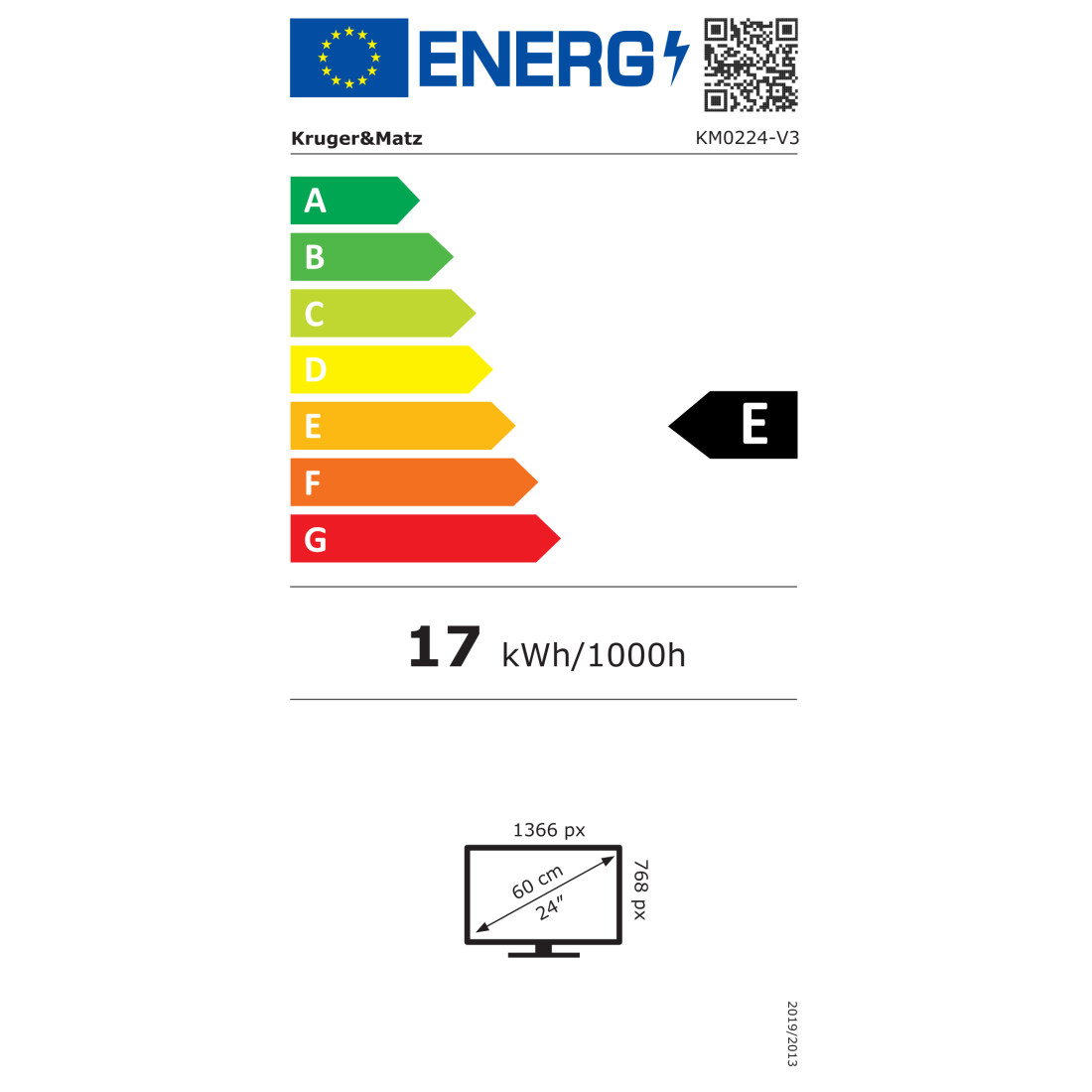 TV LED HD SMART VIDAA 24INCH 61CM 220V KRUGER&MATZ