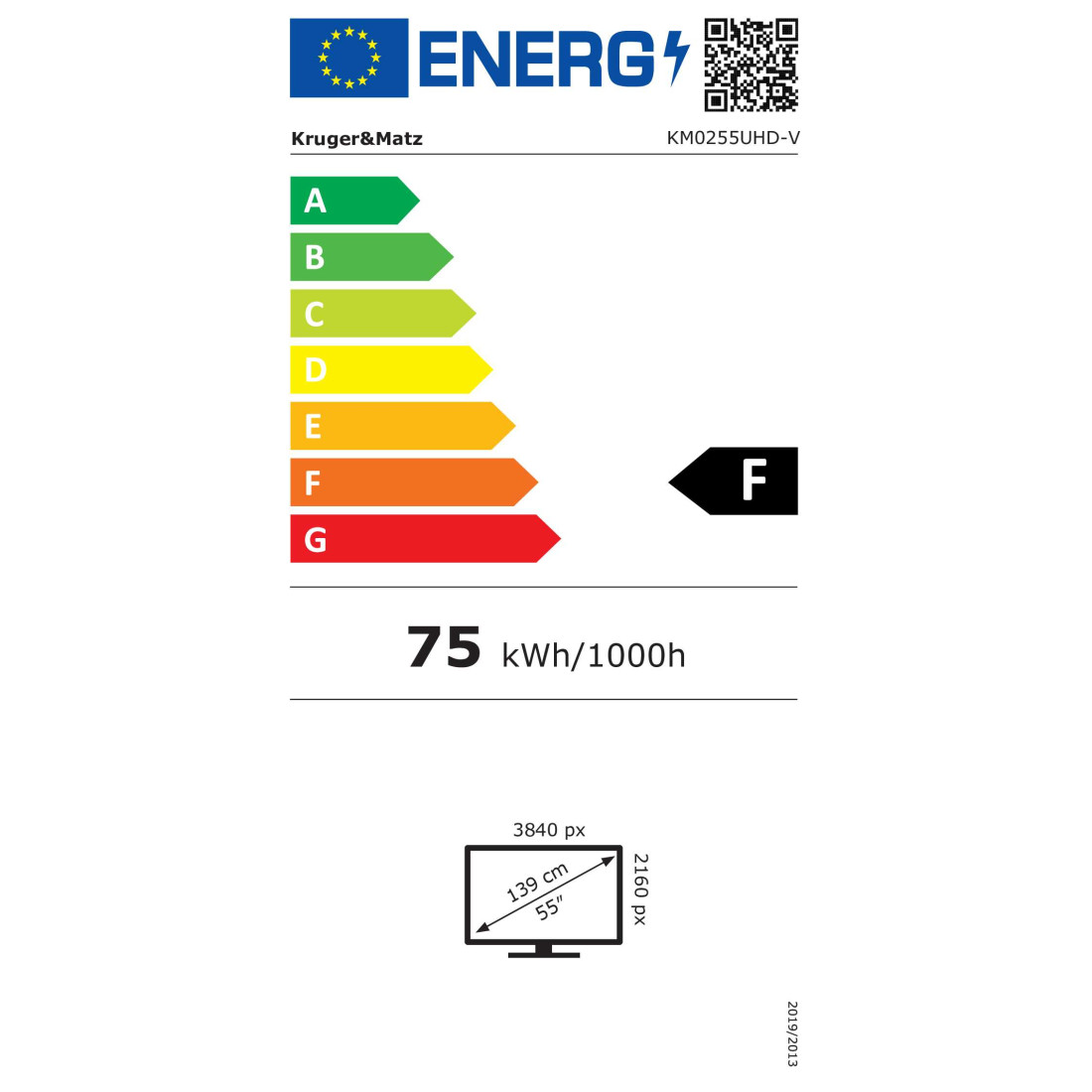 TV ULTRAHD 4K 55 INCH 140CM SMART VIDAA KRUGER&MATZ