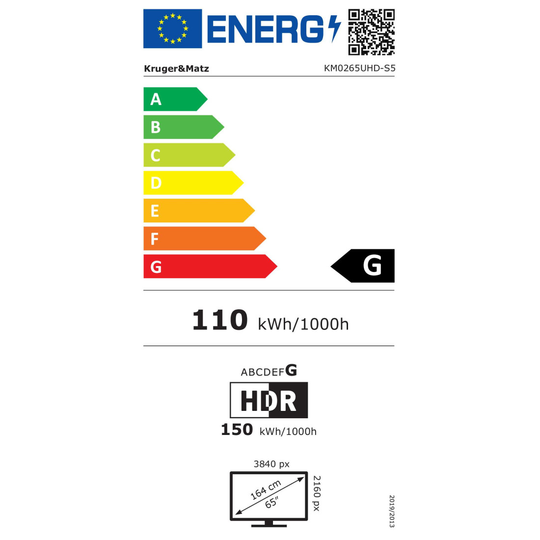 TV 4K ULTRA HD SMART 65INCH 165CM KRUGER&MATZ