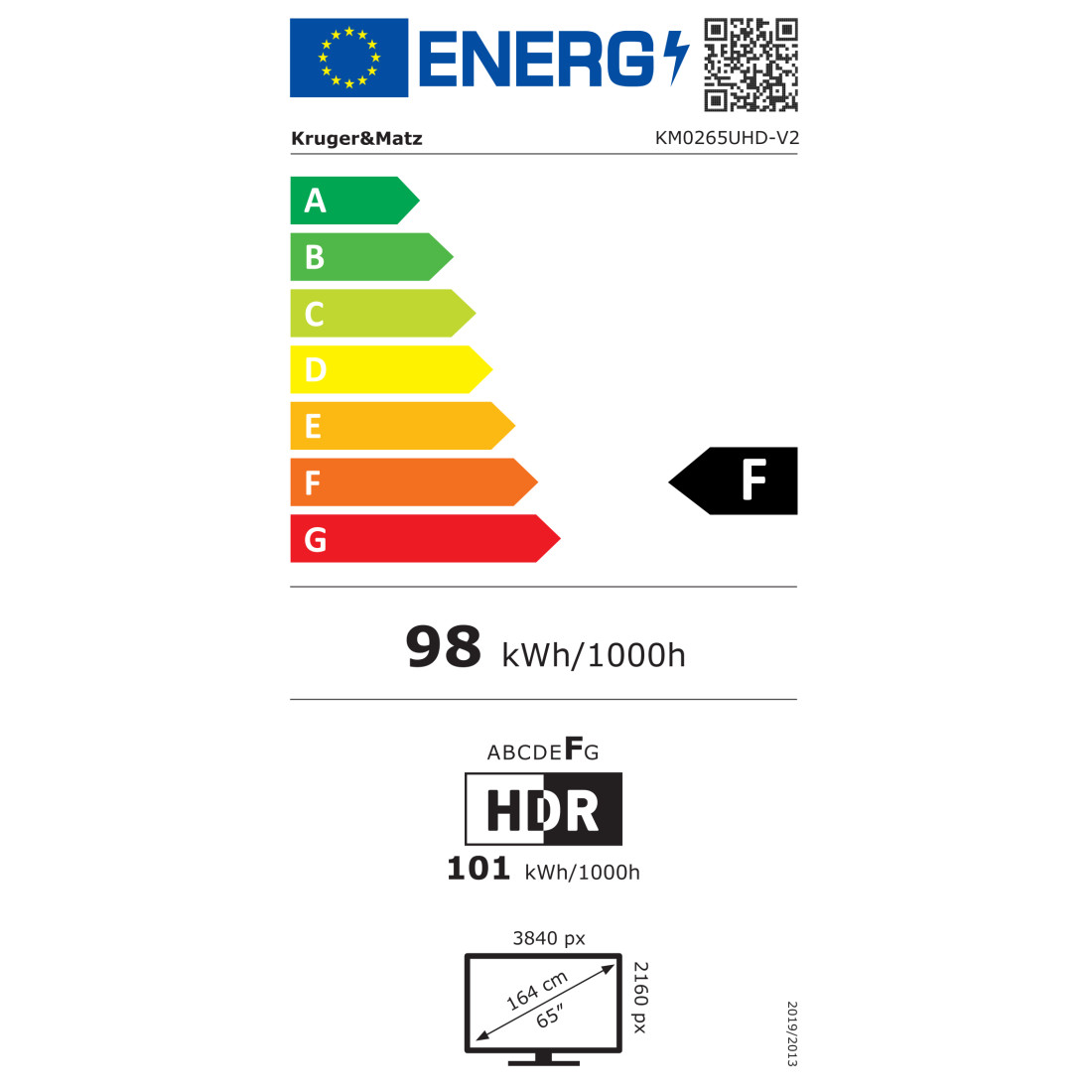 TV ULTRAHD 4K 65 INCH 165CM SMART VIDAA KRUGER&MATZ