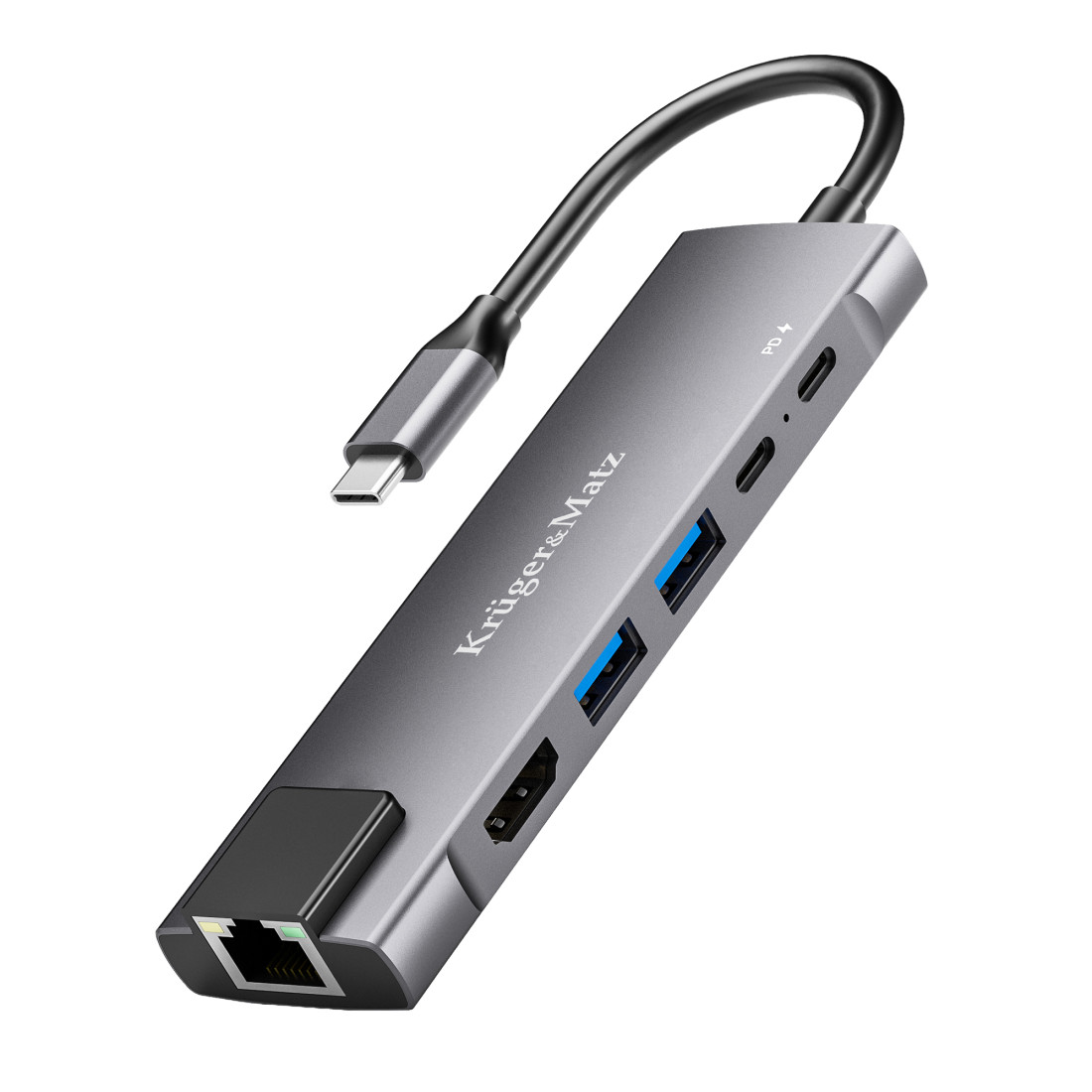 ADAPTOR HUB USB TIP C HDMI/2X USB3.0/2X USB TIP C/RJ45