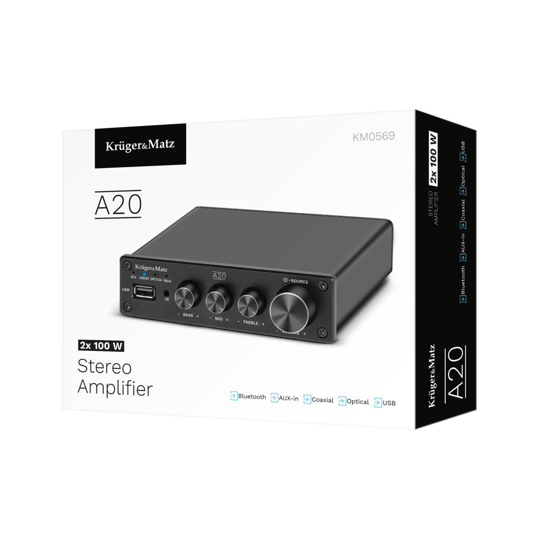 AMPLIFICATOR AUDIO STEREO 2X100W A20 KRUGER&MATZ
