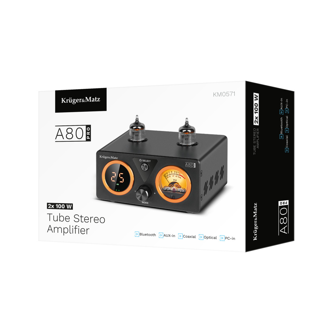 AMPLIFICATOR STEREO LAMPI 2X100W A80 PRO KRUGER&MATZ