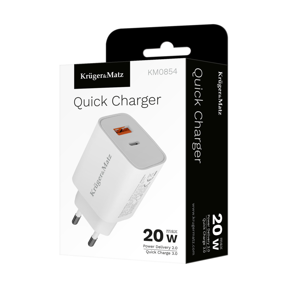INCARCATOR RETEA GAN PD 2.0 QC 3.0 20W KRUGER&MATZ
