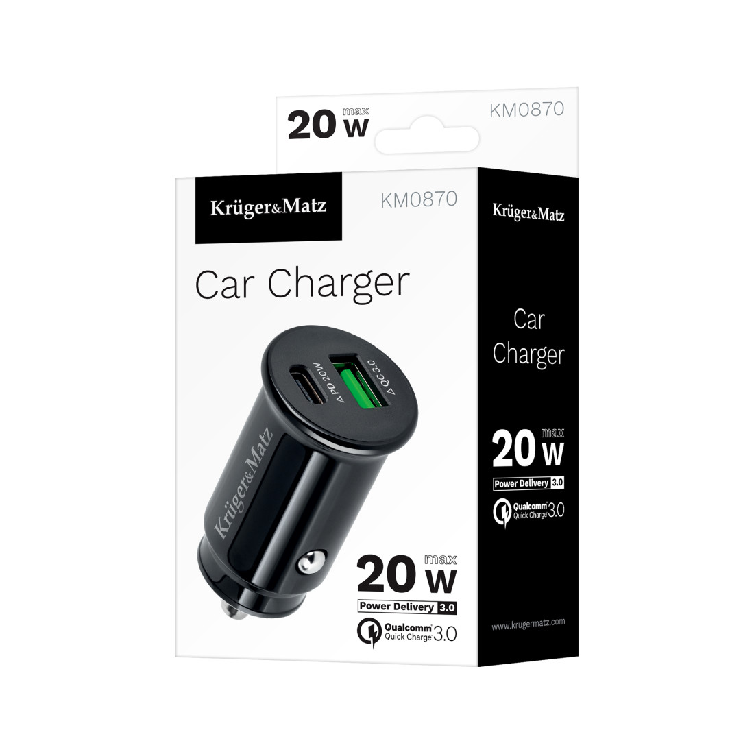 INCARCATOR AUTO 2XUSB 3.1A QC 3.0 PD K&M