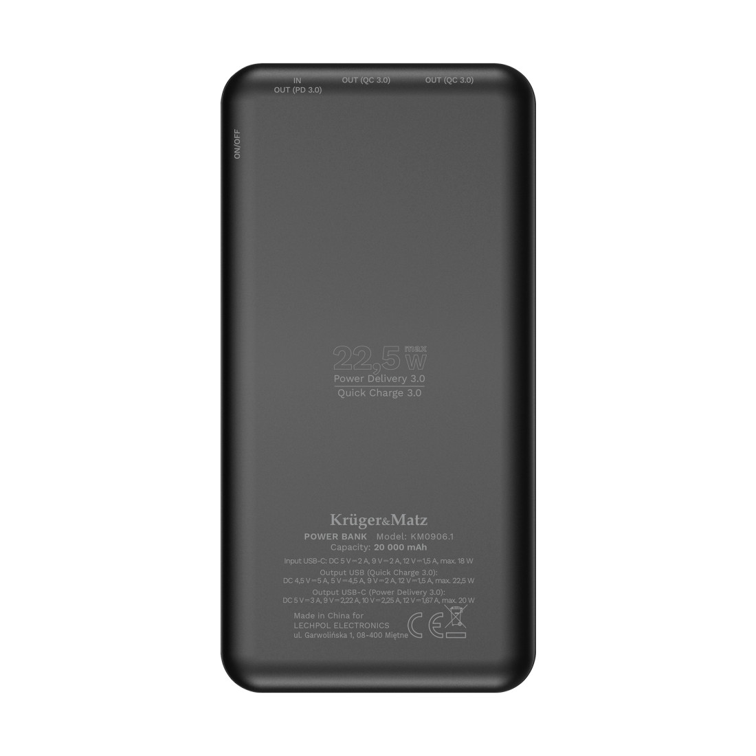 POWER BANK 20000MAH LI-POL QC 3.0 PD 3.0 KRUGER&MATZ
