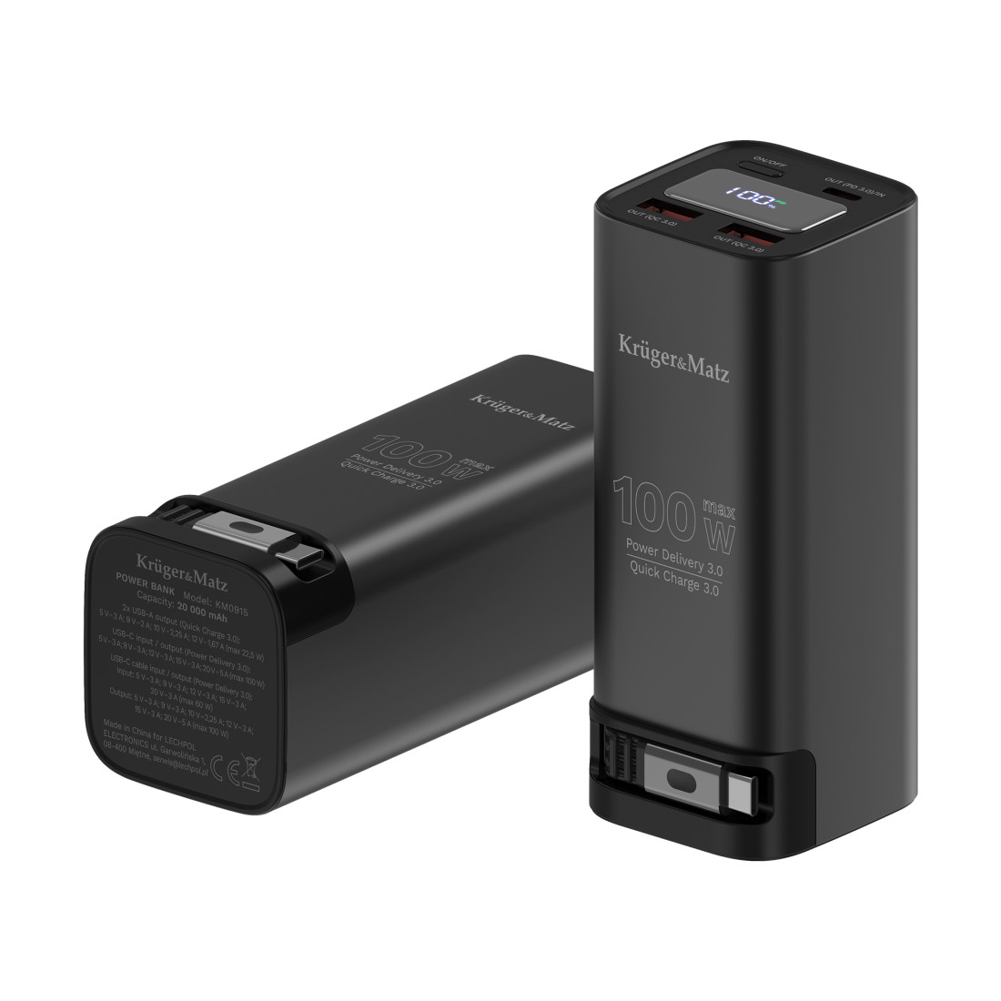 POWER BANK 20000 MAH LI-ION 100W QC PD KRUGER&MATZ