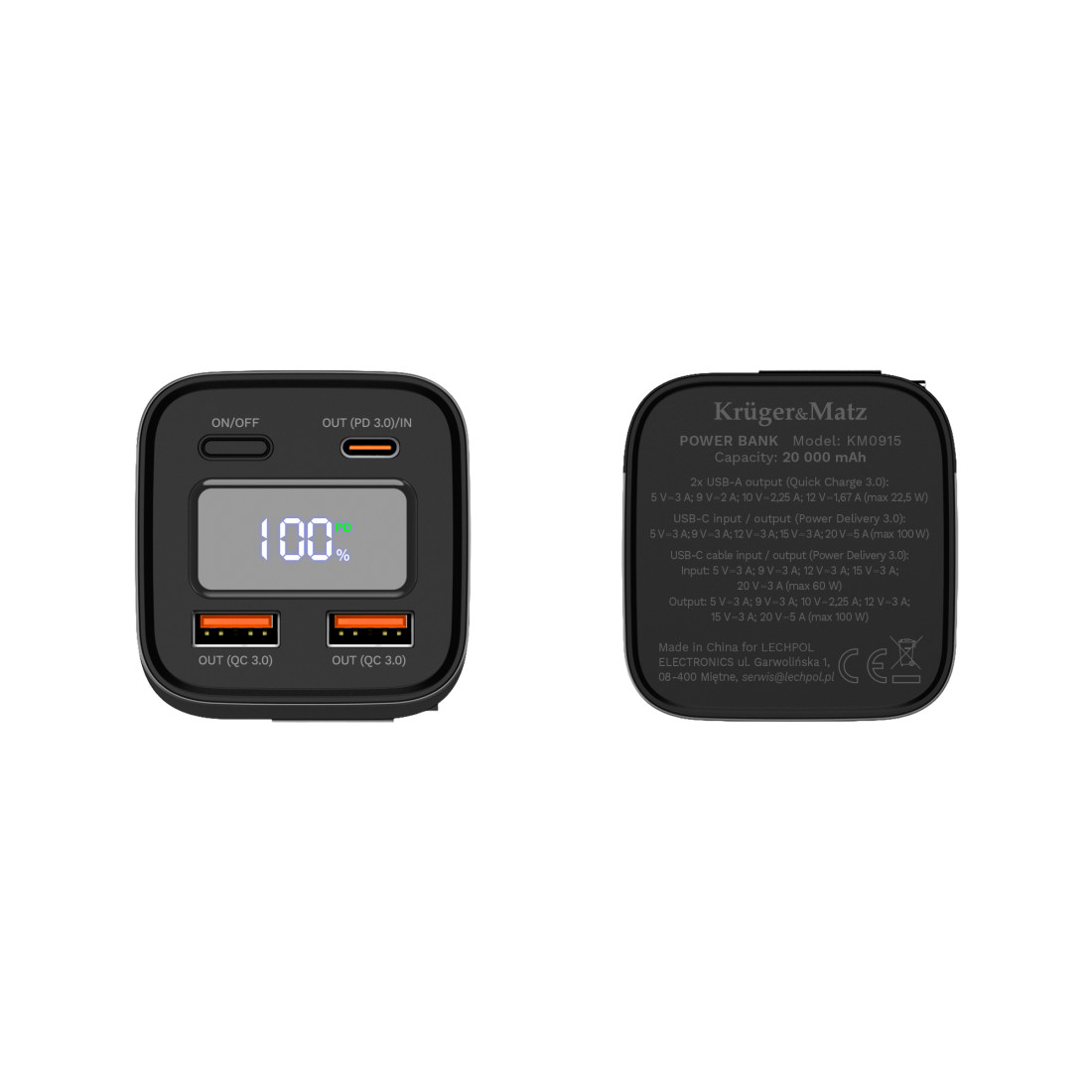 POWER BANK 20000 MAH LI-ION 100W QC PD KRUGER&MATZ