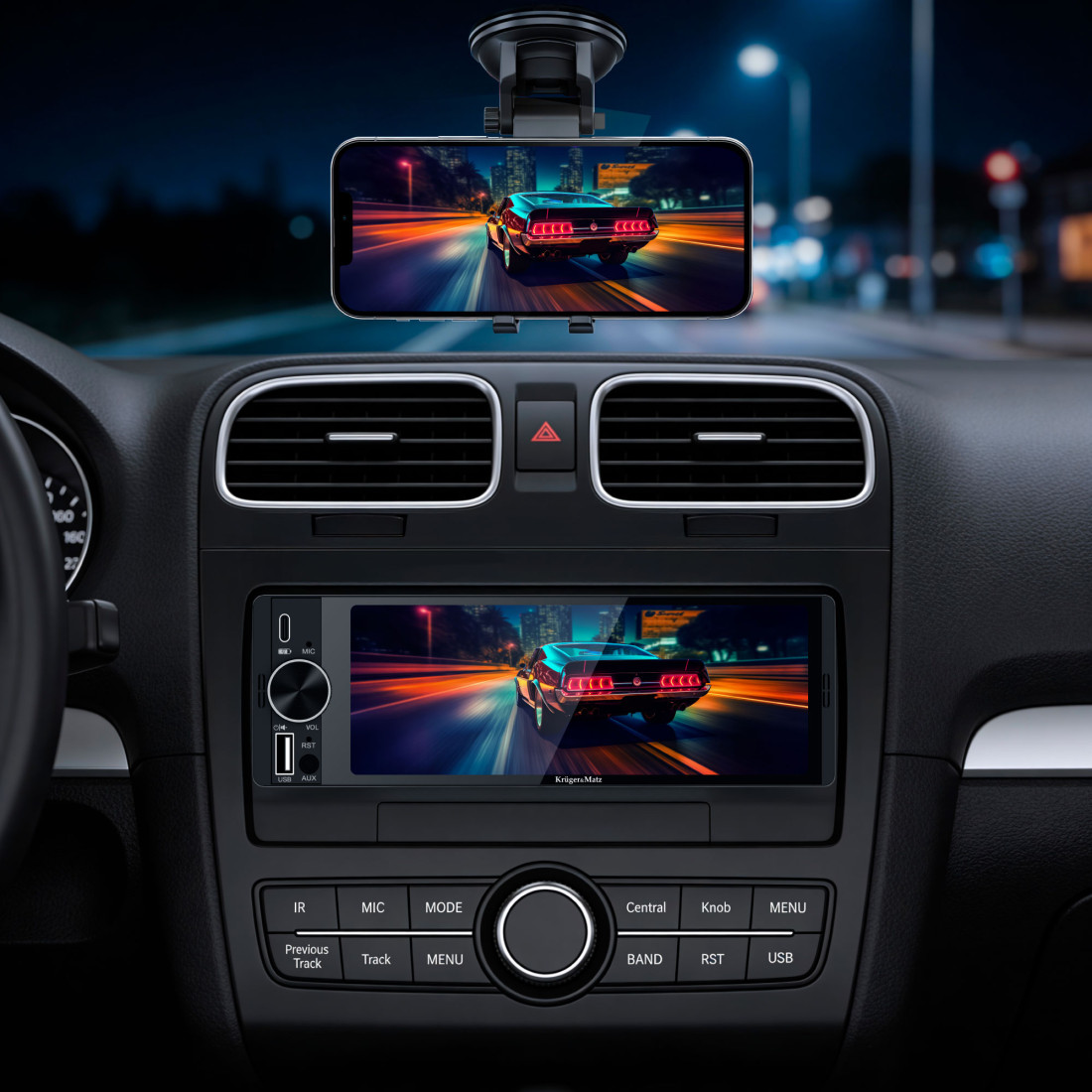 PLAYER AUTO 1 DIN 4X60W CARPLAY ANDROIDAUTO KRUGER&MATZ