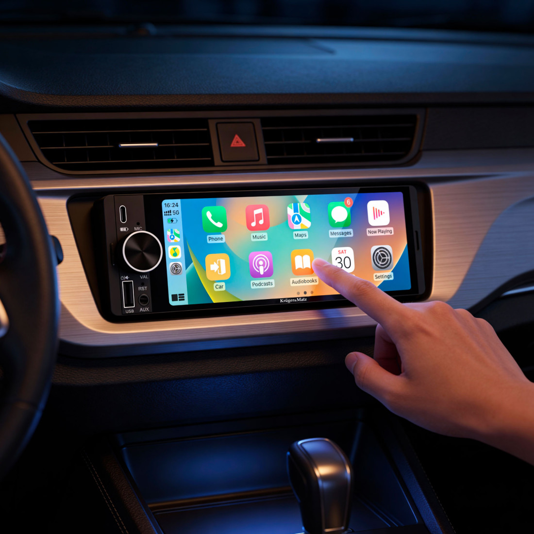 PLAYER AUTO 1 DIN 4X60W CARPLAY ANDROIDAUTO KRUGER&MATZ