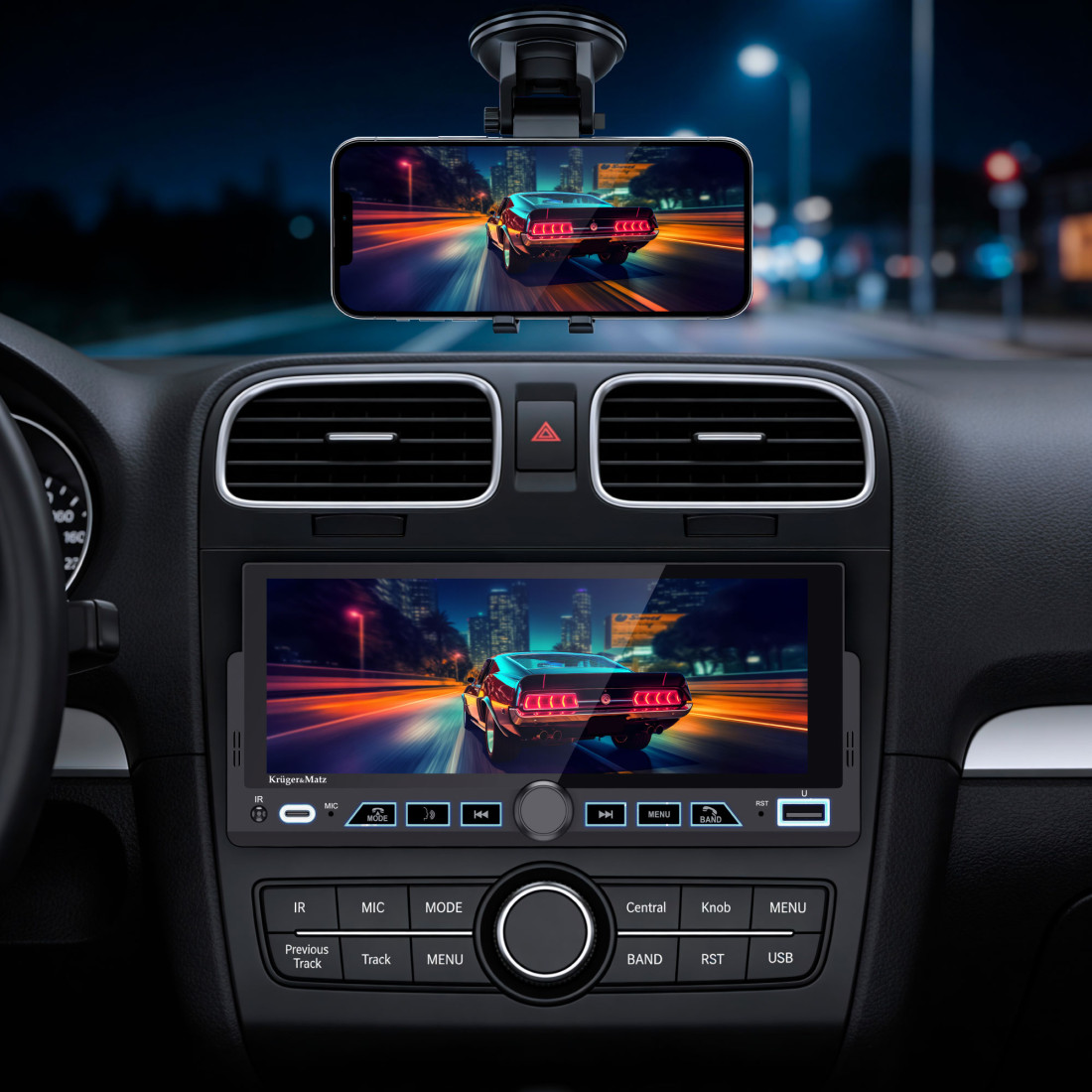 PLAYER AUTO 1 DIN 4X60W CARPLAY ANDROIDAUTO KRUGER&MATZ