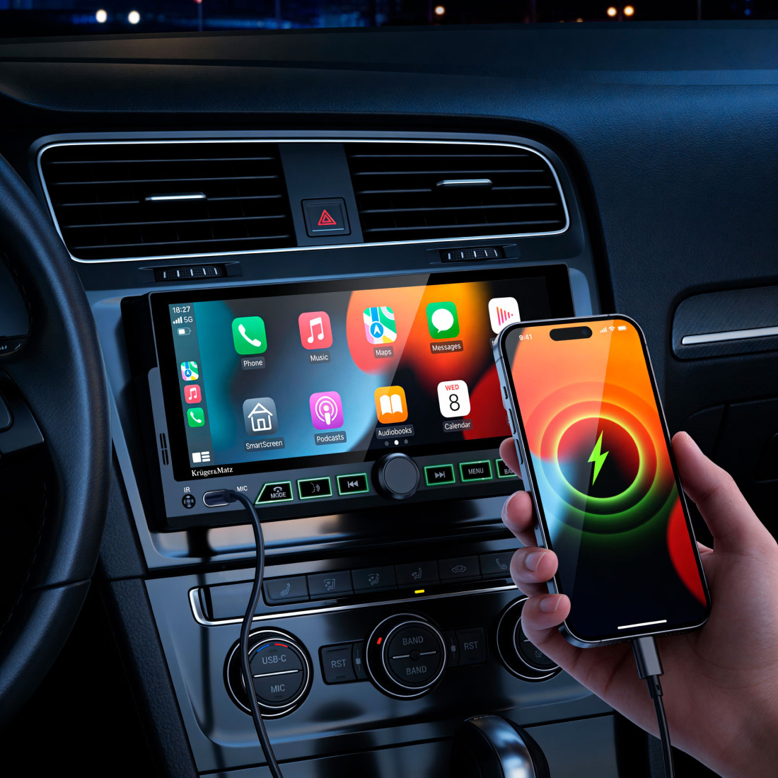 PLAYER AUTO 1 DIN 4X60W CARPLAY ANDROIDAUTO KRUGER&MATZ