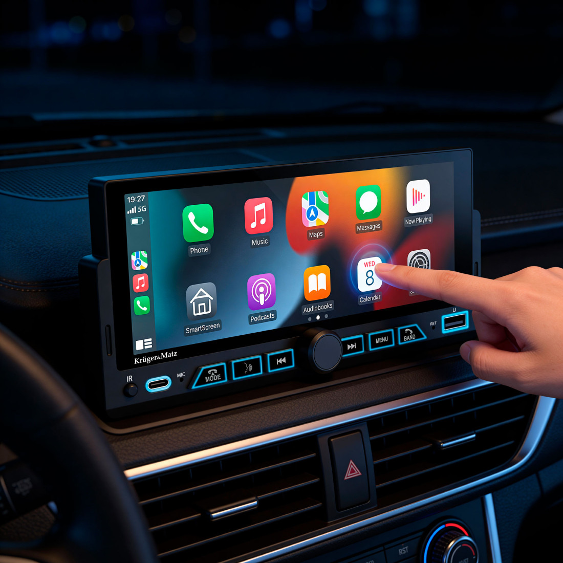 PLAYER AUTO 1 DIN 4X60W CARPLAY ANDROIDAUTO KRUGER&MATZ