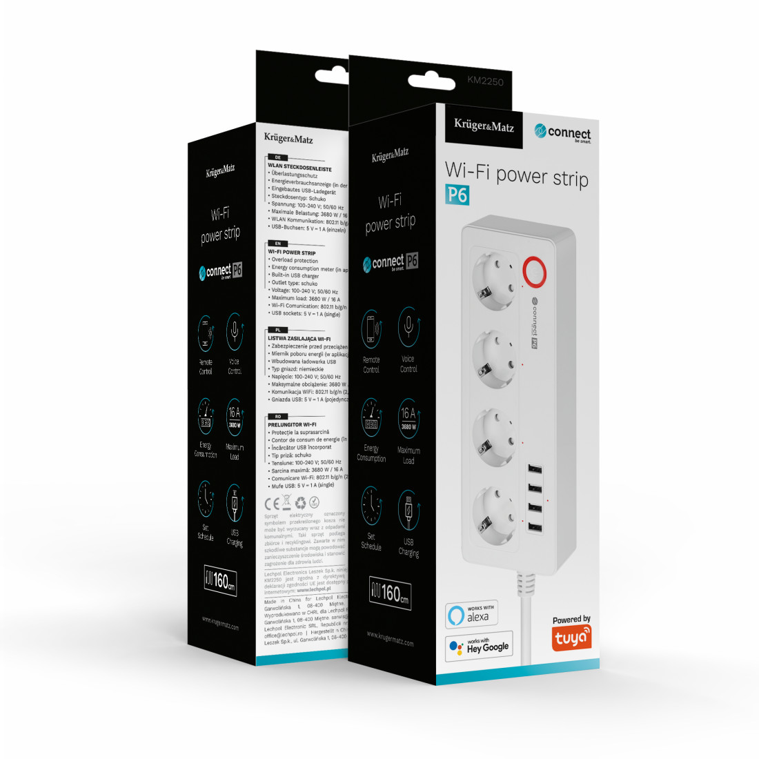 PRELUNGITOR SMART 4 PRIZE SCHUKO 4 USB CONNECT P6 TUYA